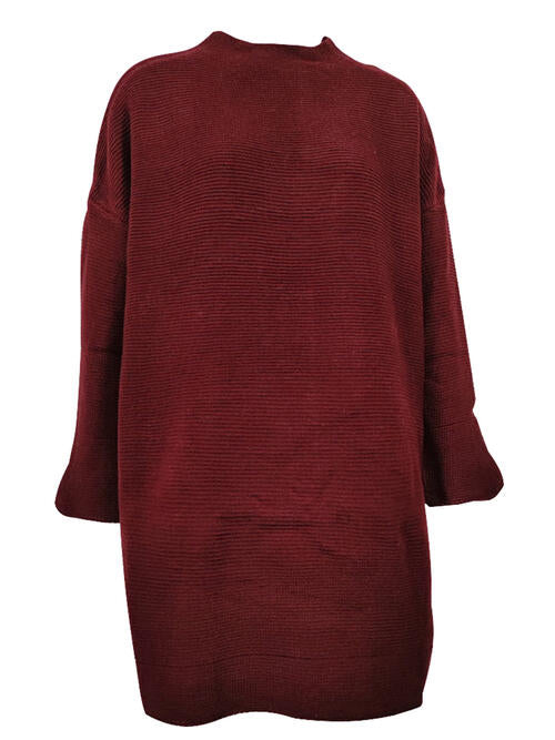 Round Neck Long Sleeve Sweater Dress