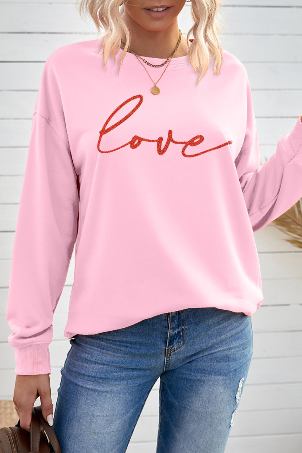 LOVE Dropped Shoulder Sweatshirt - SHIRLYN.CO