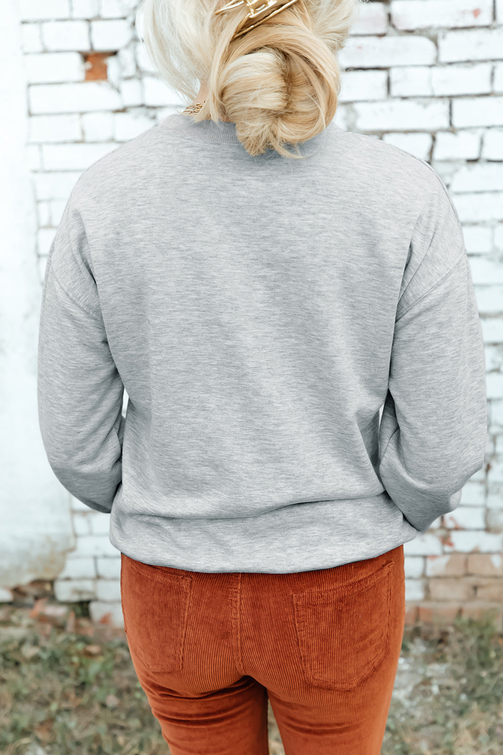 Drop Shoulder Ribbed Trim Sweatshirt - SHIRLYN.CO