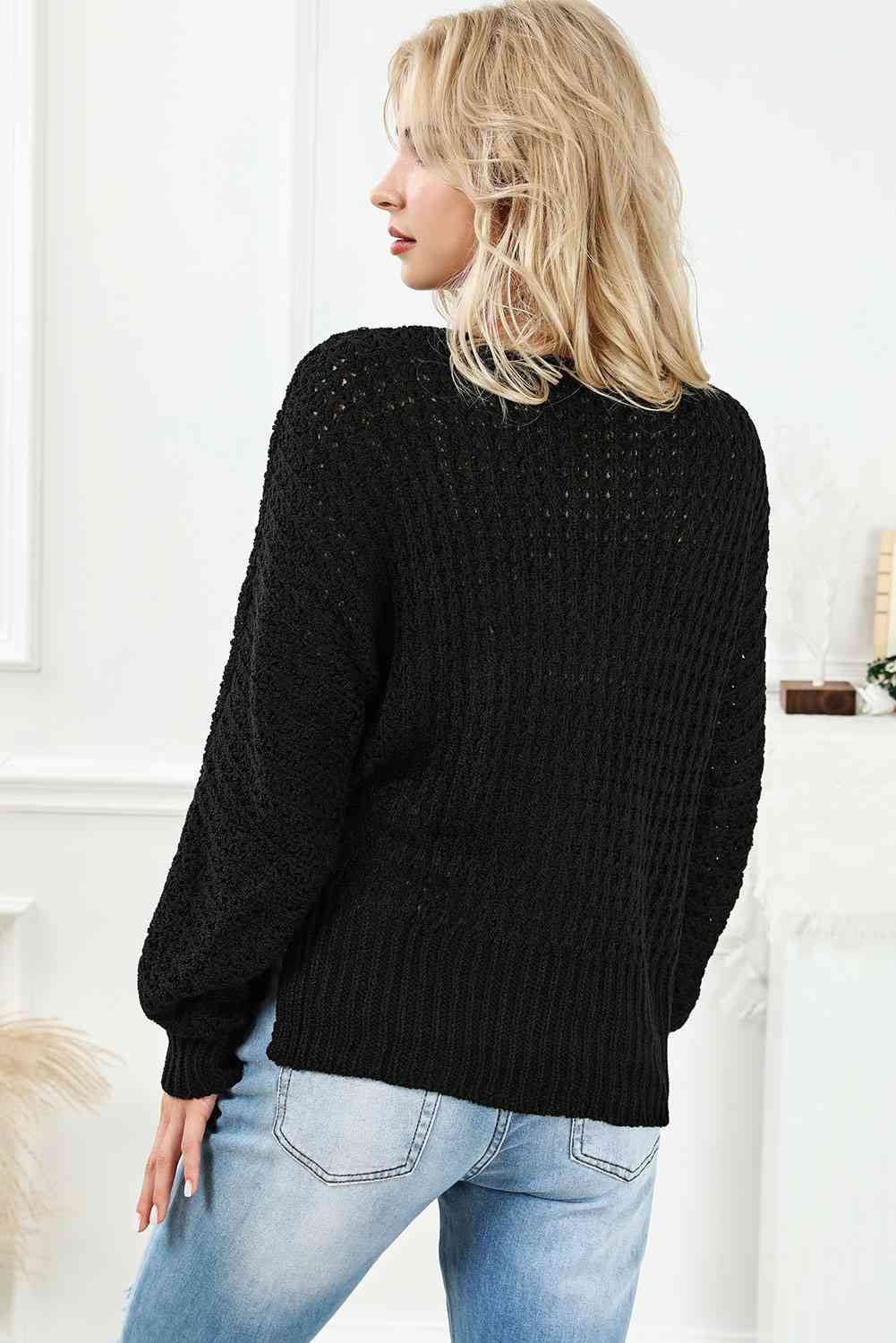 V-Neck Slit Knit Top