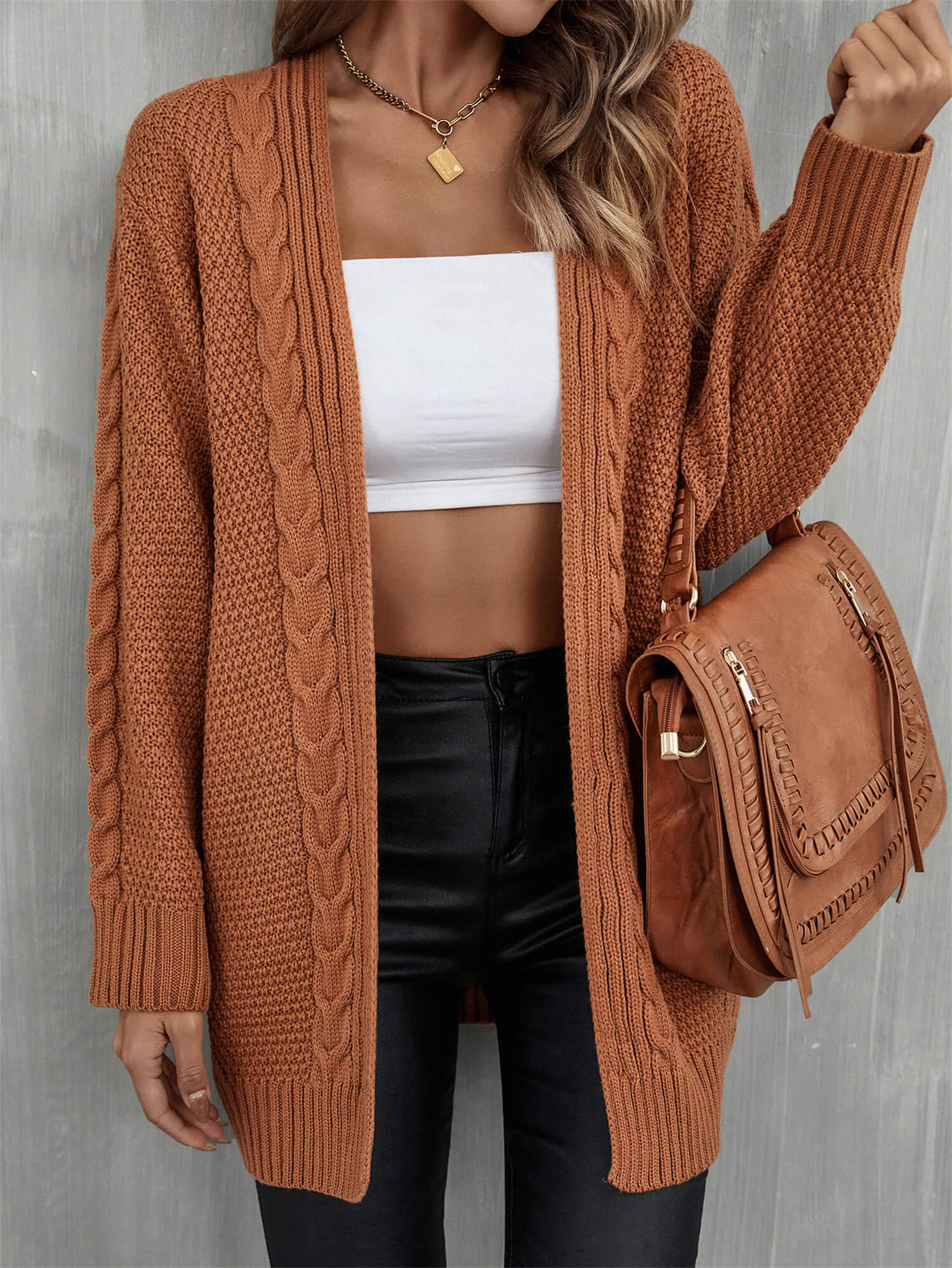 Warm Fall Mixed Knit Open Front Longline Cardigan - SHIRLYN.CO