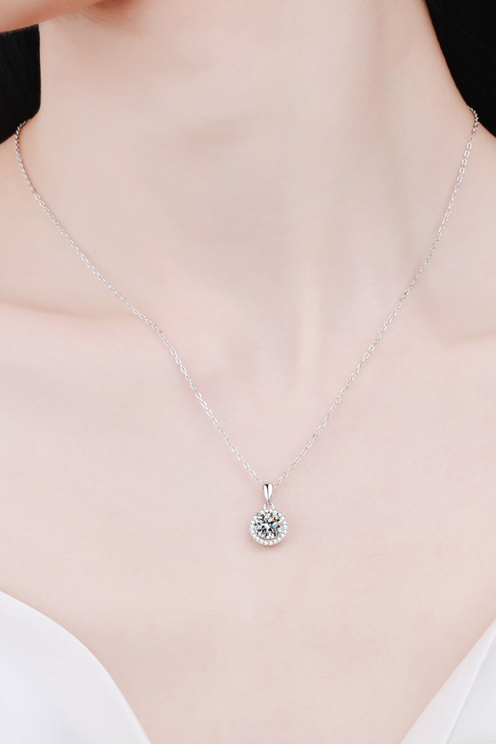 Chance to Charm 1 Carat Moissanite Round Pendant Chain Necklace - SHIRLYN.CO