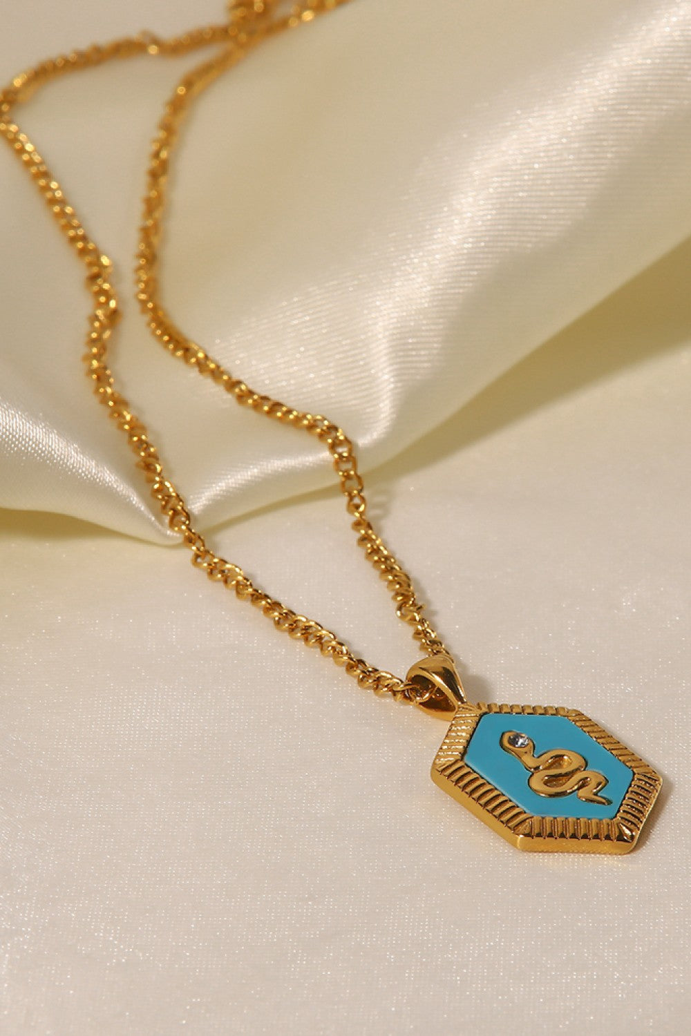 18K Gold Plated Snake Geometric Pendant Necklace - SHIRLYN.CO