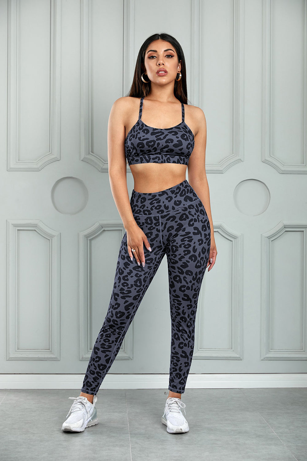 Leopard Cutout Sports Bra and Leggings Set - SHIRLYN.CO