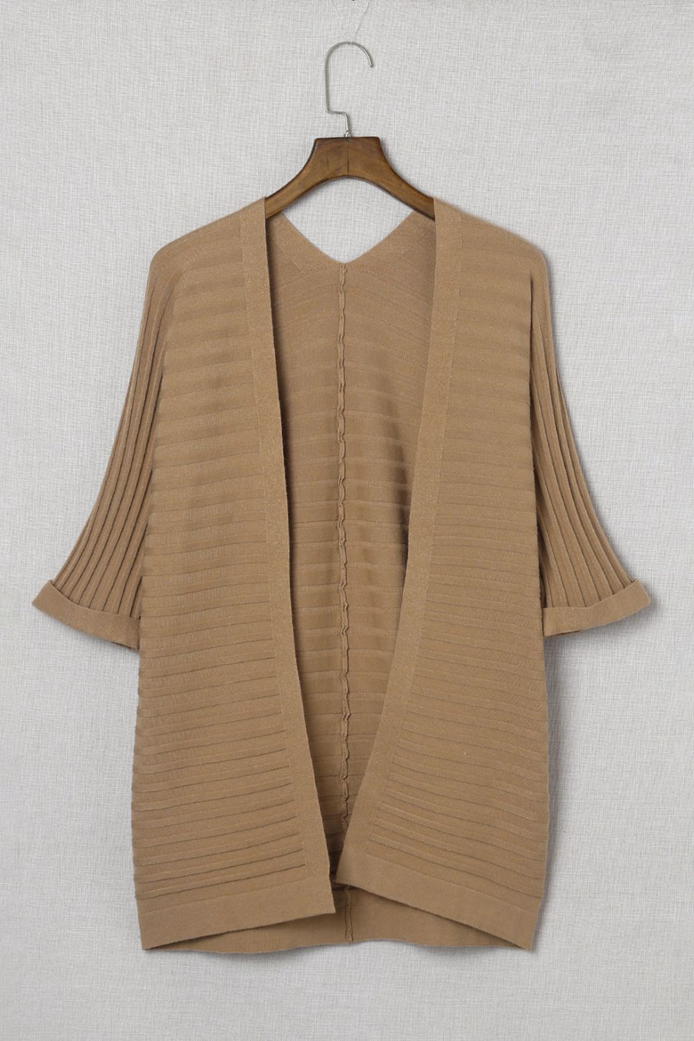 Ribbed Open Front Knit Cardigan - SHIRLYN.CO