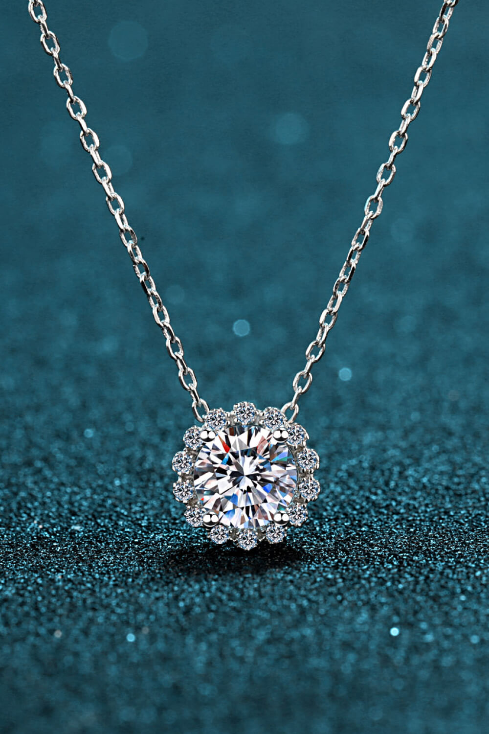 Flower-Shaped Moissanite Pendant Necklace - SHIRLYN.CO