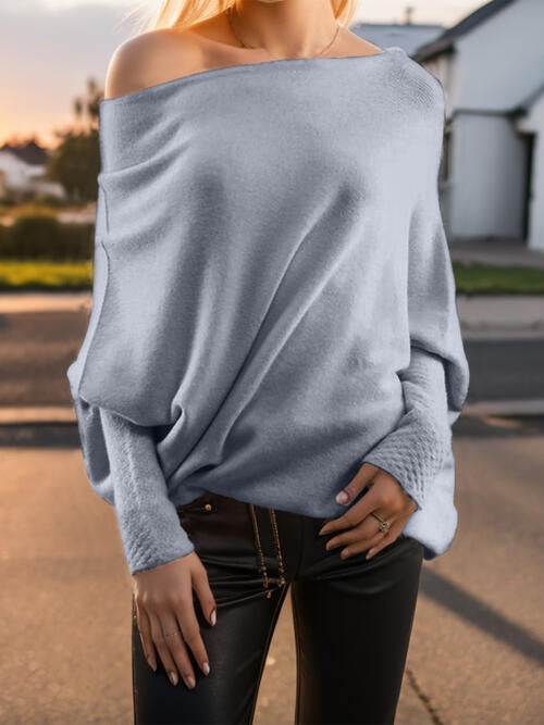 Texture Round Neck Long Sleeve Sweater