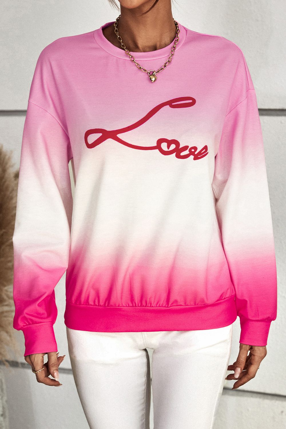 Gradient LOVE Dropped Shoulder Sweatshirt - SHIRLYN.CO