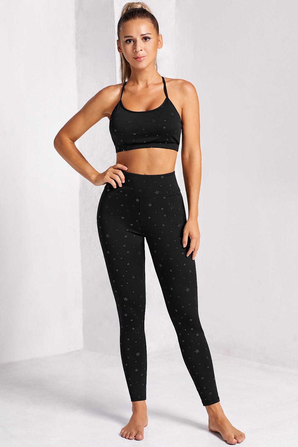 Star Print Sports Bra and Leggings Set - SHIRLYN.CO