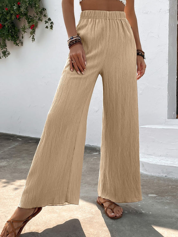 Textured High-Waist Wide Leg Pants - SHIRLYN.CO