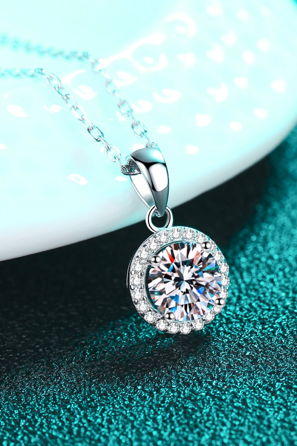 Chance to Charm 1 Carat Moissanite Round Pendant Chain Necklace - SHIRLYN.CO