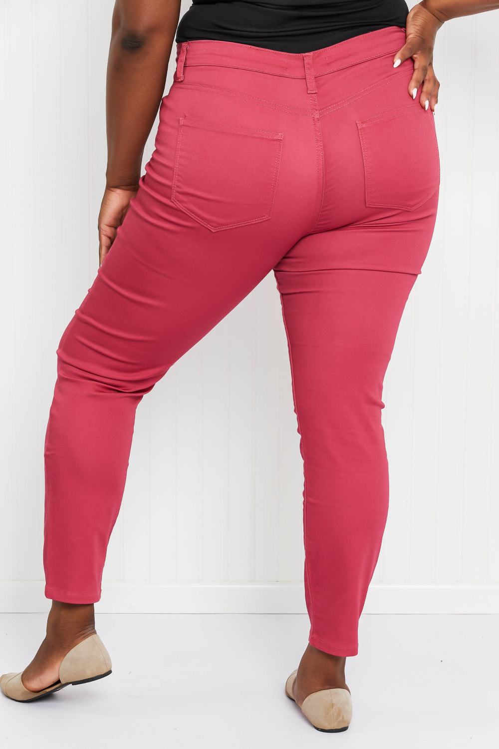 Zenana Walk the Line Full Size High Rise Skinny Jeans in Rose - SHIRLYN.CO