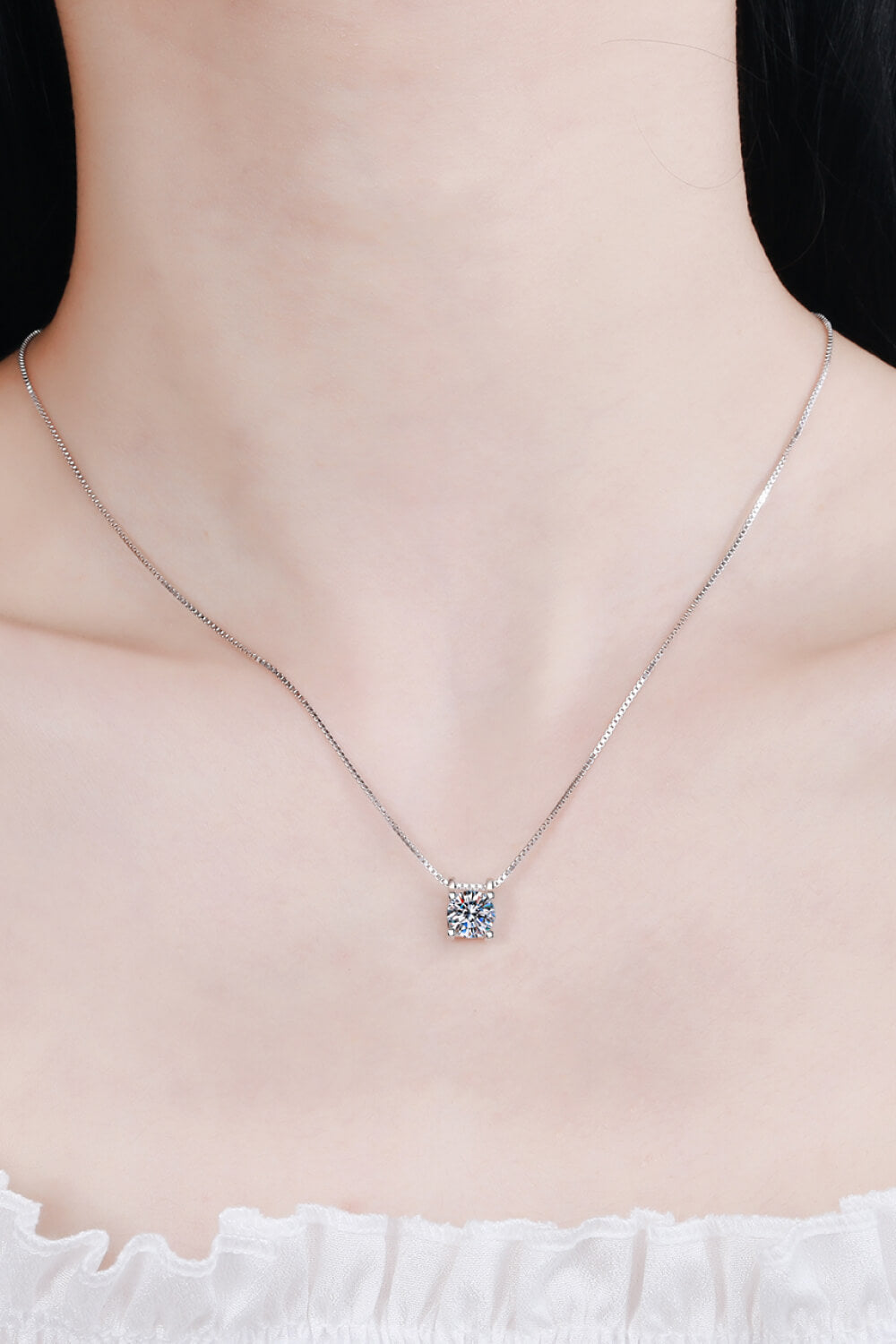 1 Carat Moissanite 925 Sterling Silver Chain Necklace - SHIRLYN.CO