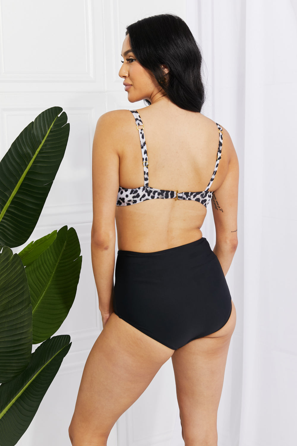 Marina West Swim Take A Dip Twist High-Rise Bikini in Leopard - SHIRLYN.CO