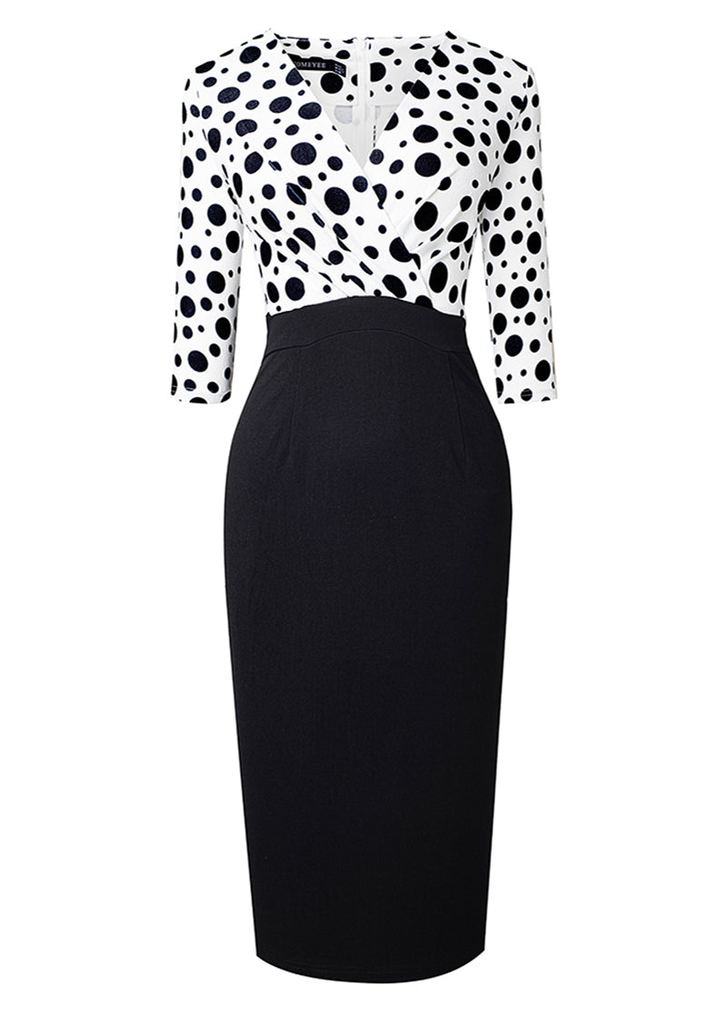 Editor's Choice: Shirlyn's Polka Dot Perfection: Surplice Neck Pencil Dress