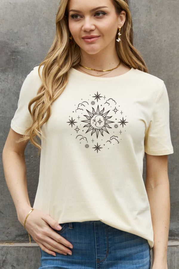 Simply Love Celestial Graphic Short Sleeve Cotton Tee - SHIRLYN.CO