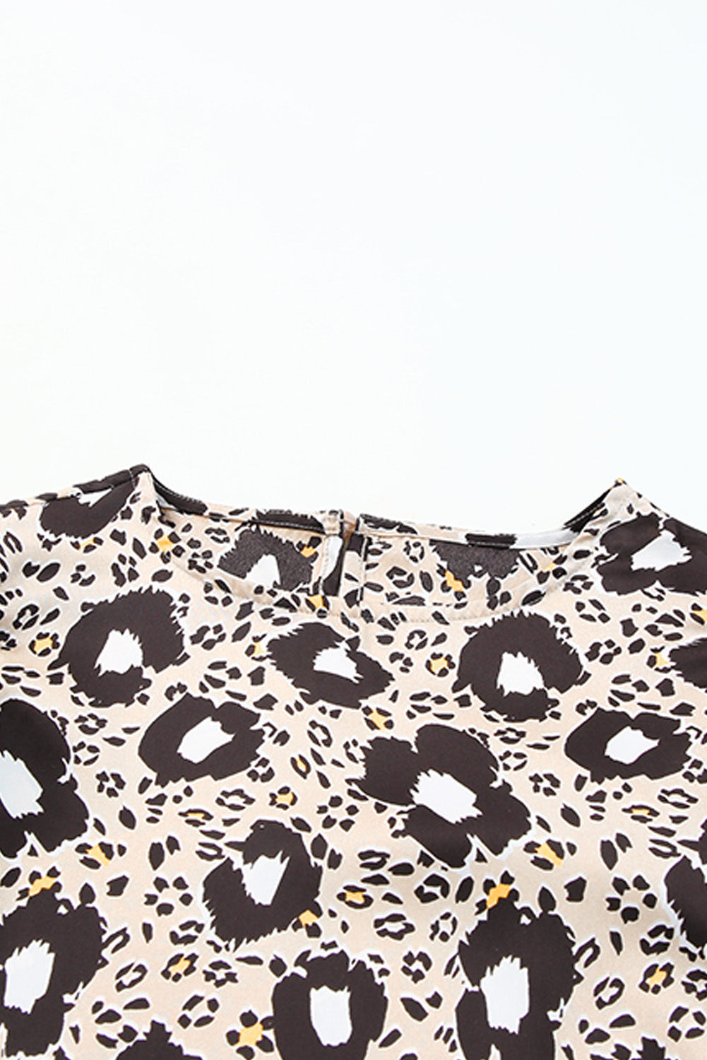 Animal Print Puff Sleeve Round Neck Blouse - SHIRLYN.CO