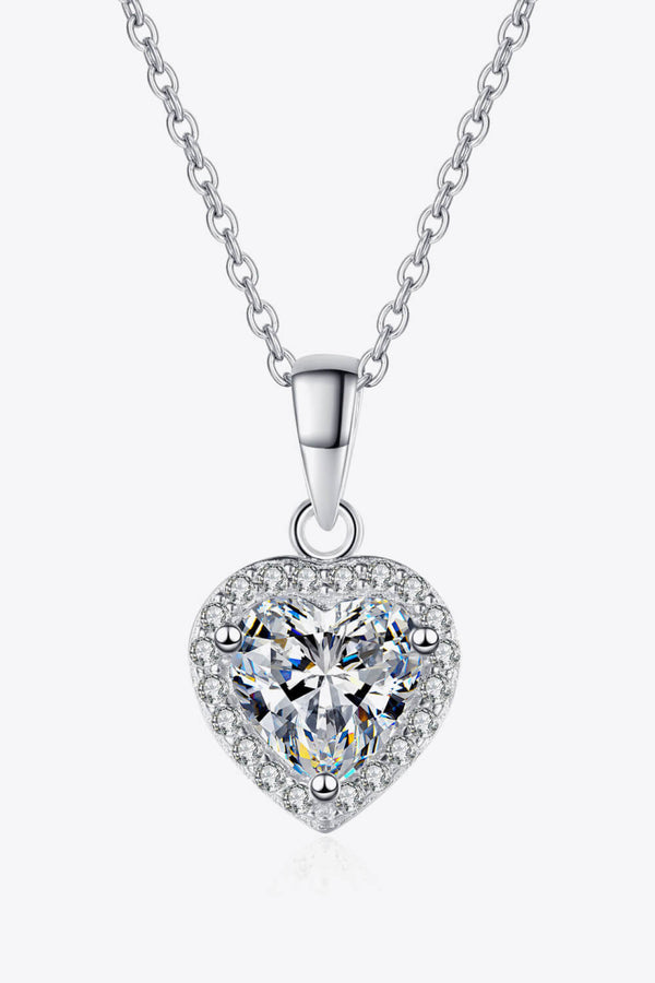 1 Carat Moissanite Heart Pendant Chain Necklace - SHIRLYN.CO