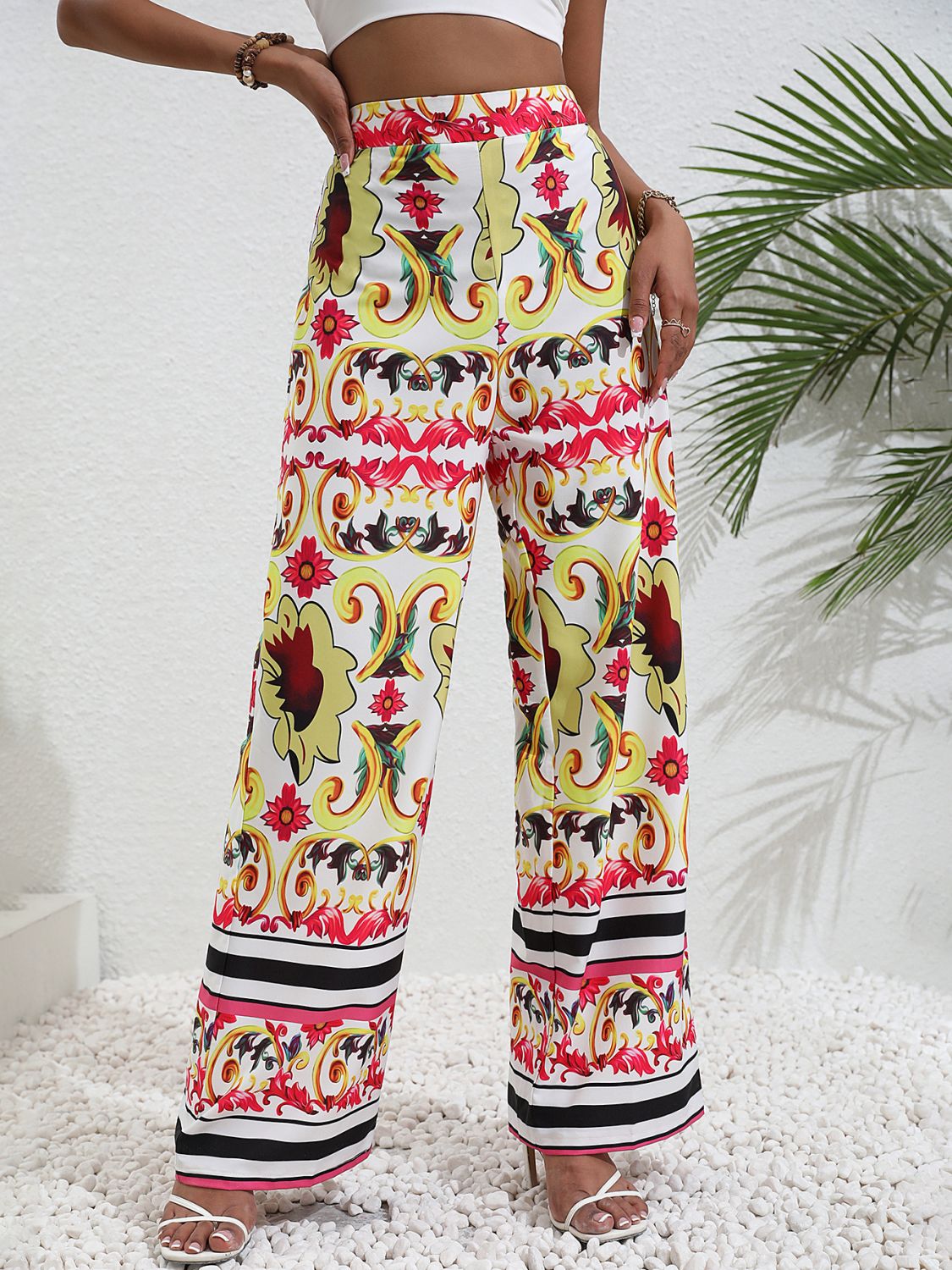 Printed High-Rise Wide Leg Pants - SHIRLYN.CO