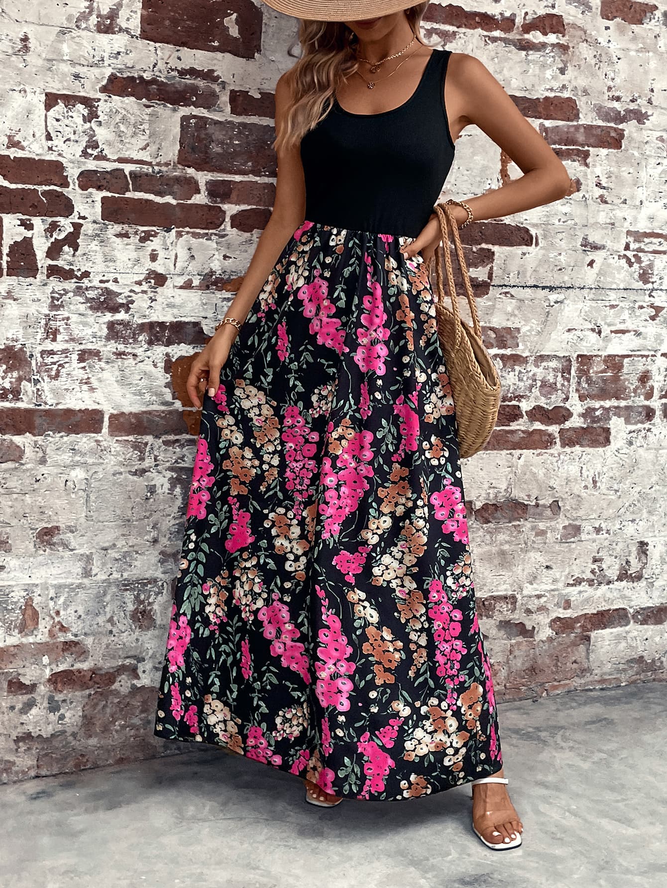 Floral Scoop Neck Sleeveless Maxi Dress - SHIRLYN.CO