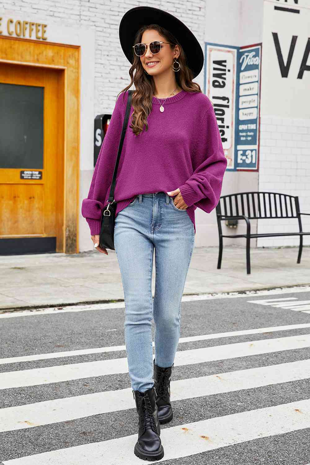 Round Neck  Long Sleeve Sweater