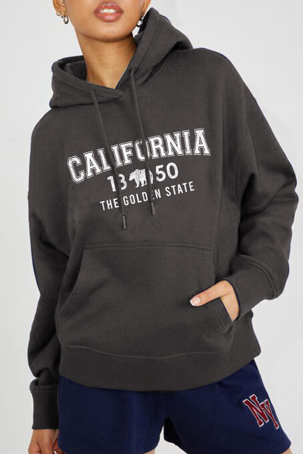 Simply Love Full Size CALIFORNIA 1850 THE GOLDEN STATE Graphic Hoodie - SHIRLYN.CO