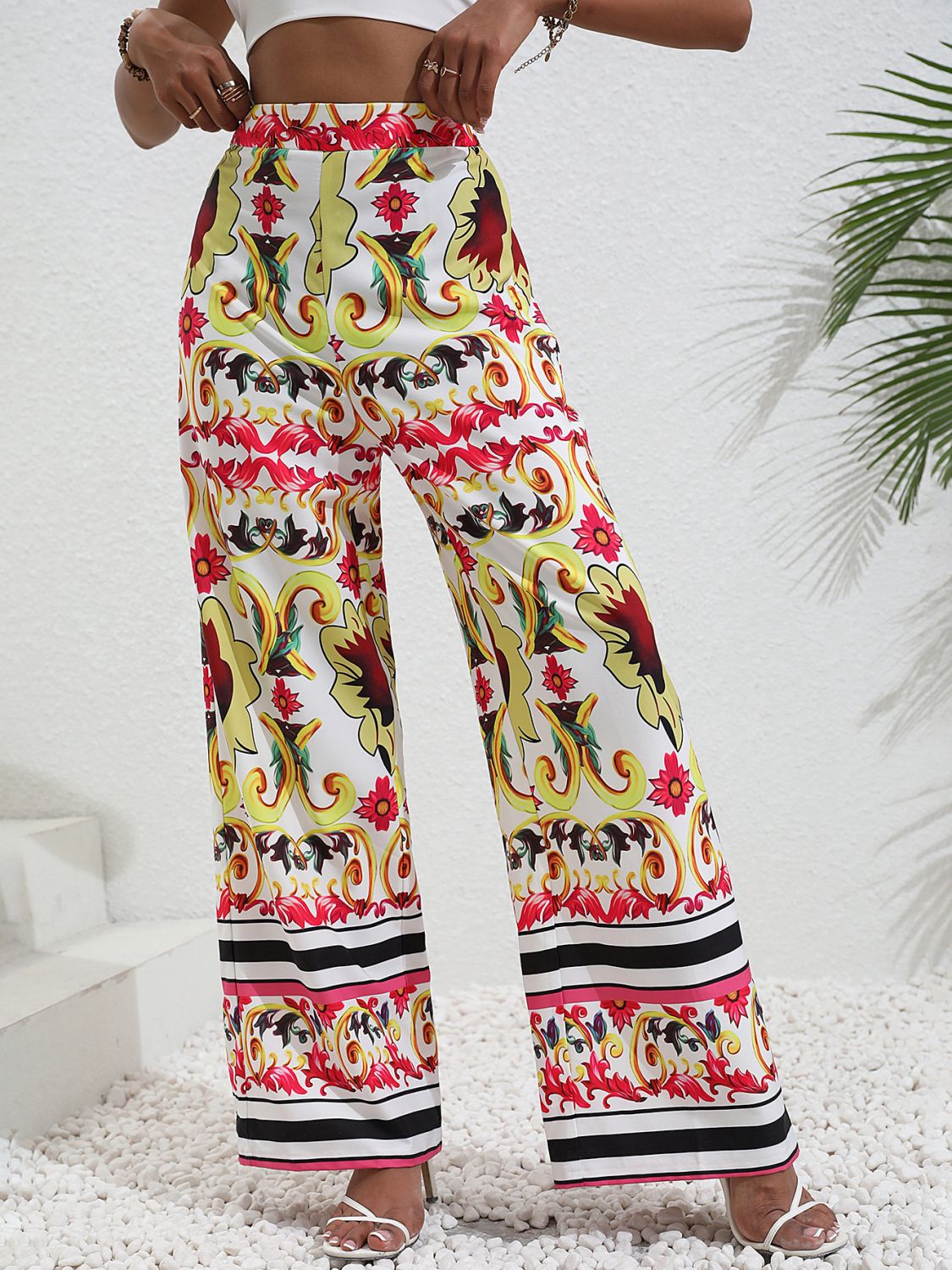 Printed High-Rise Wide Leg Pants - SHIRLYN.CO