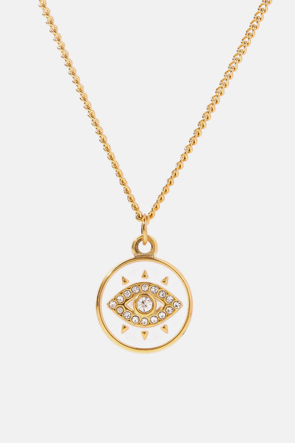 Cubic Zirconia Evil Eye Pendant Chunky Chain Necklace - SHIRLYN.CO