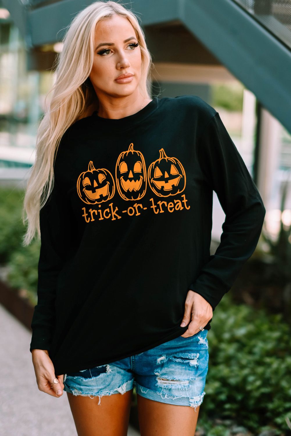 TRICK-OR-TREAT Graphic Halloween Sweatshirt - SHIRLYN.CO