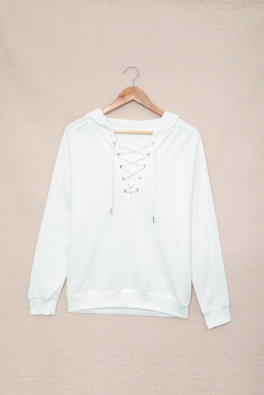 Lace-Up Dropped Shoulder Hoodie - SHIRLYN.CO