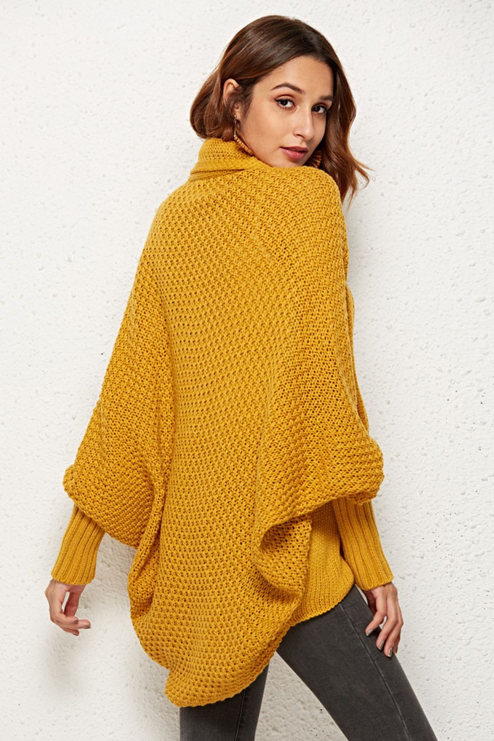 Open Front Dolman Sleeve Longline Cardigan - SHIRLYN.CO