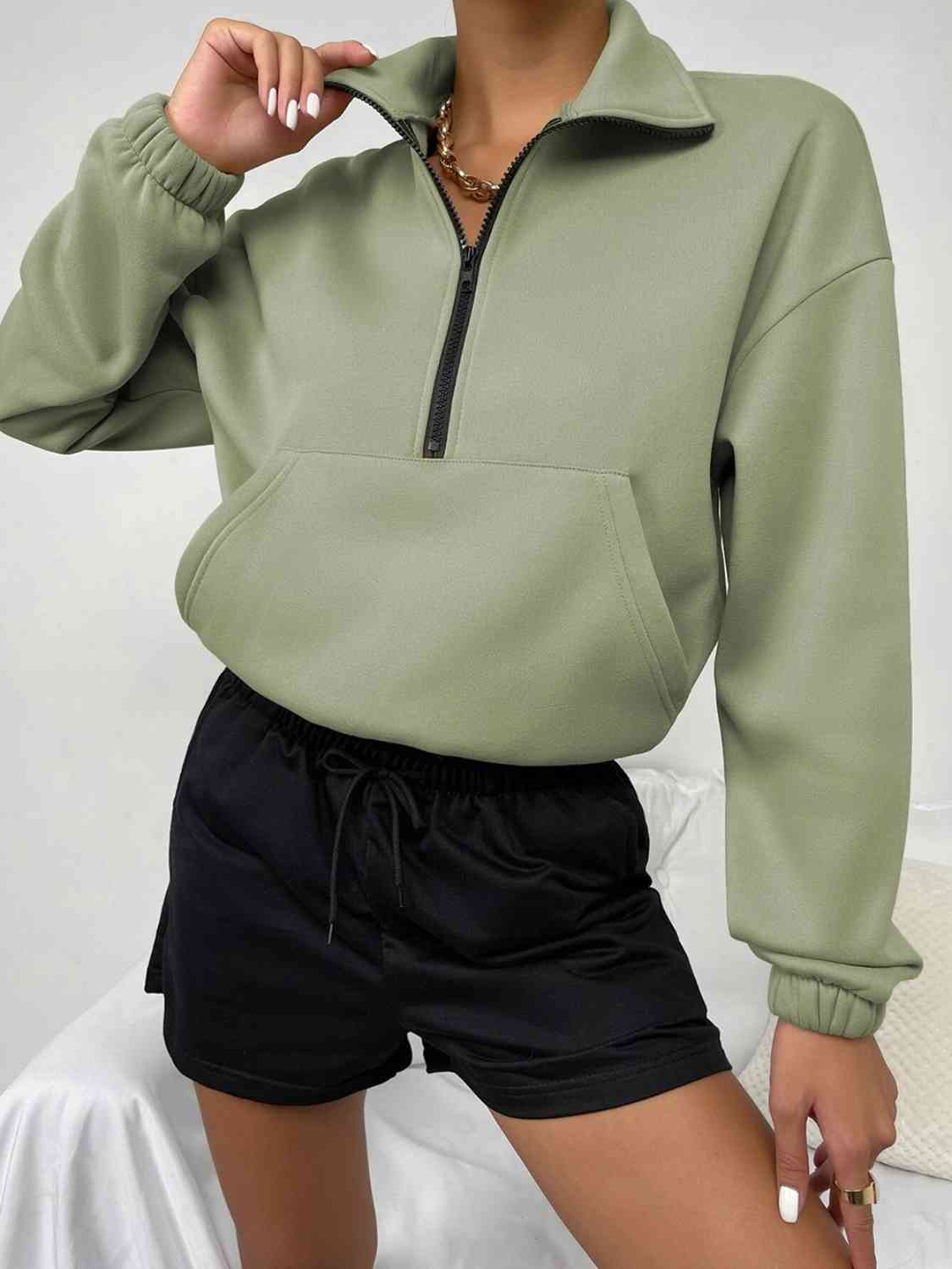 Half-Zip Dropped Shoulder Sweatshirt