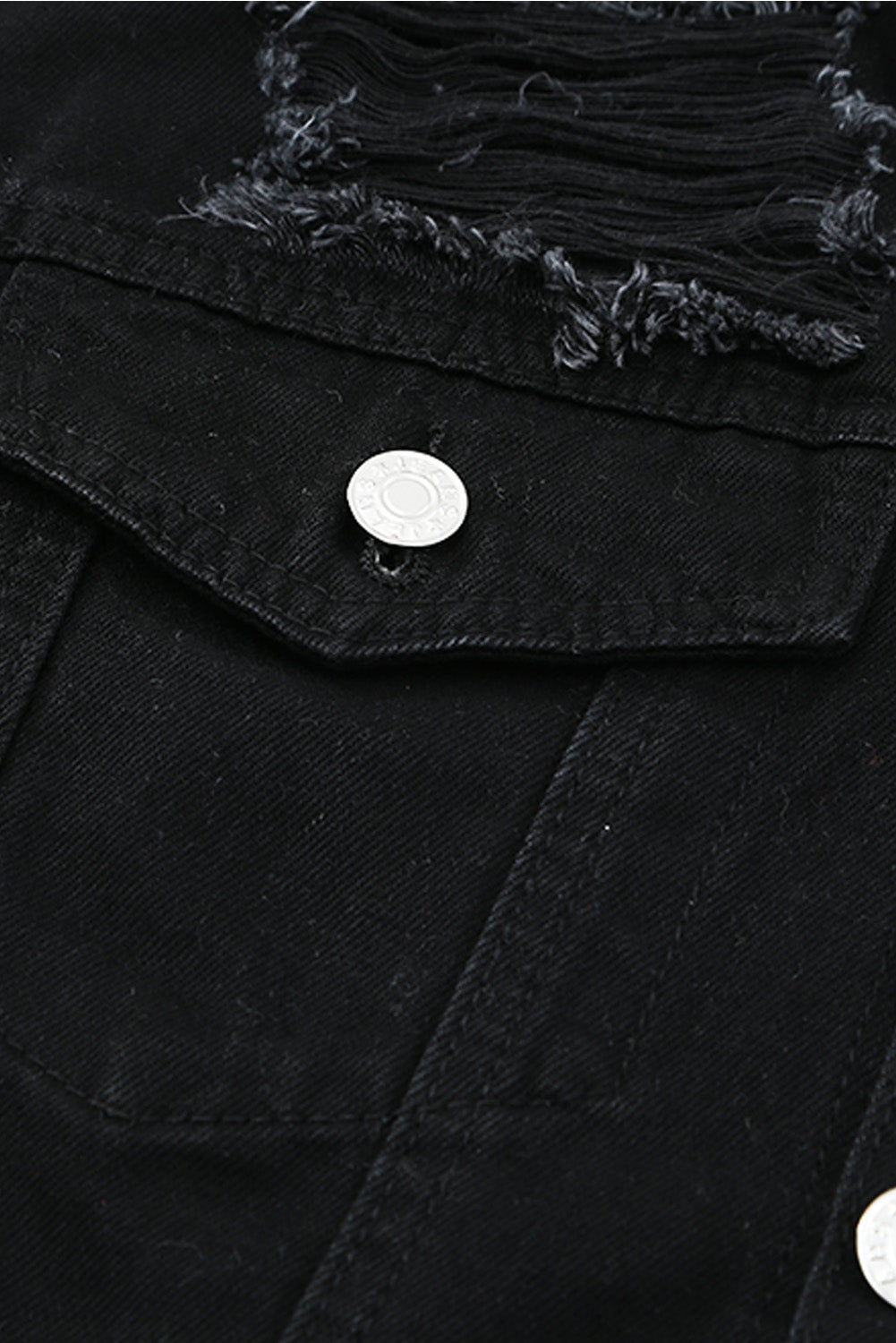 Distressed Button-Up Denim Jacket with Pockets - SHIRLYN.CO