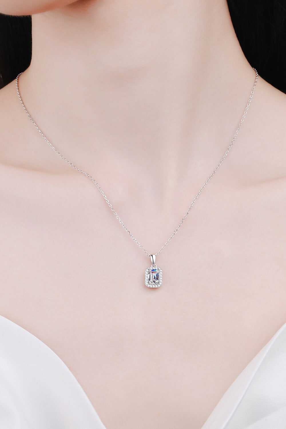 Square Moissanite Pendant Chain Necklace - SHIRLYN.CO