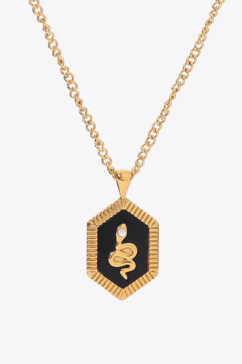 18K Gold Plated Snake Geometric Pendant Necklace - SHIRLYN.CO