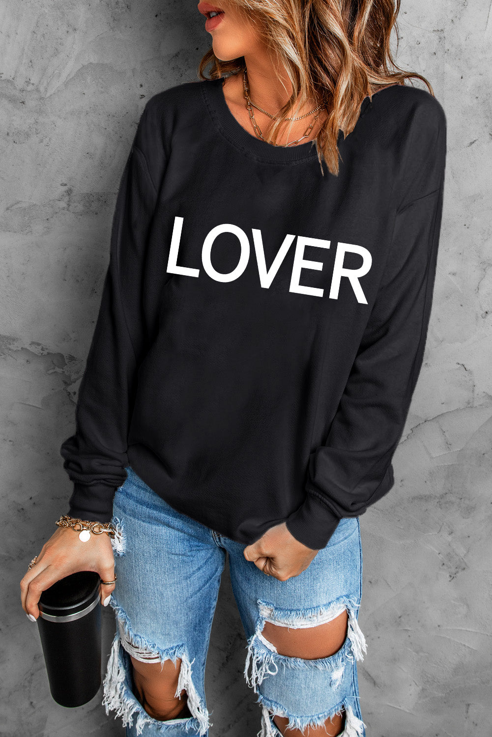 LOVER Dropped Shoulder Sweatshirt - SHIRLYN.CO