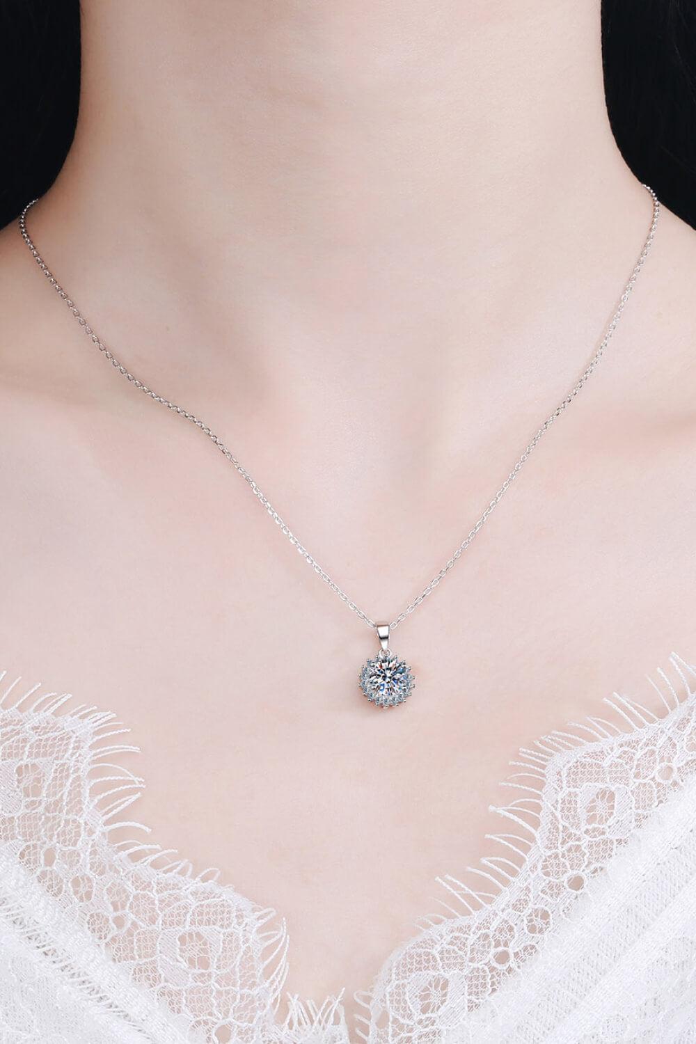 925 Sterling Silver Moissanite Pendant Necklace - SHIRLYN.CO