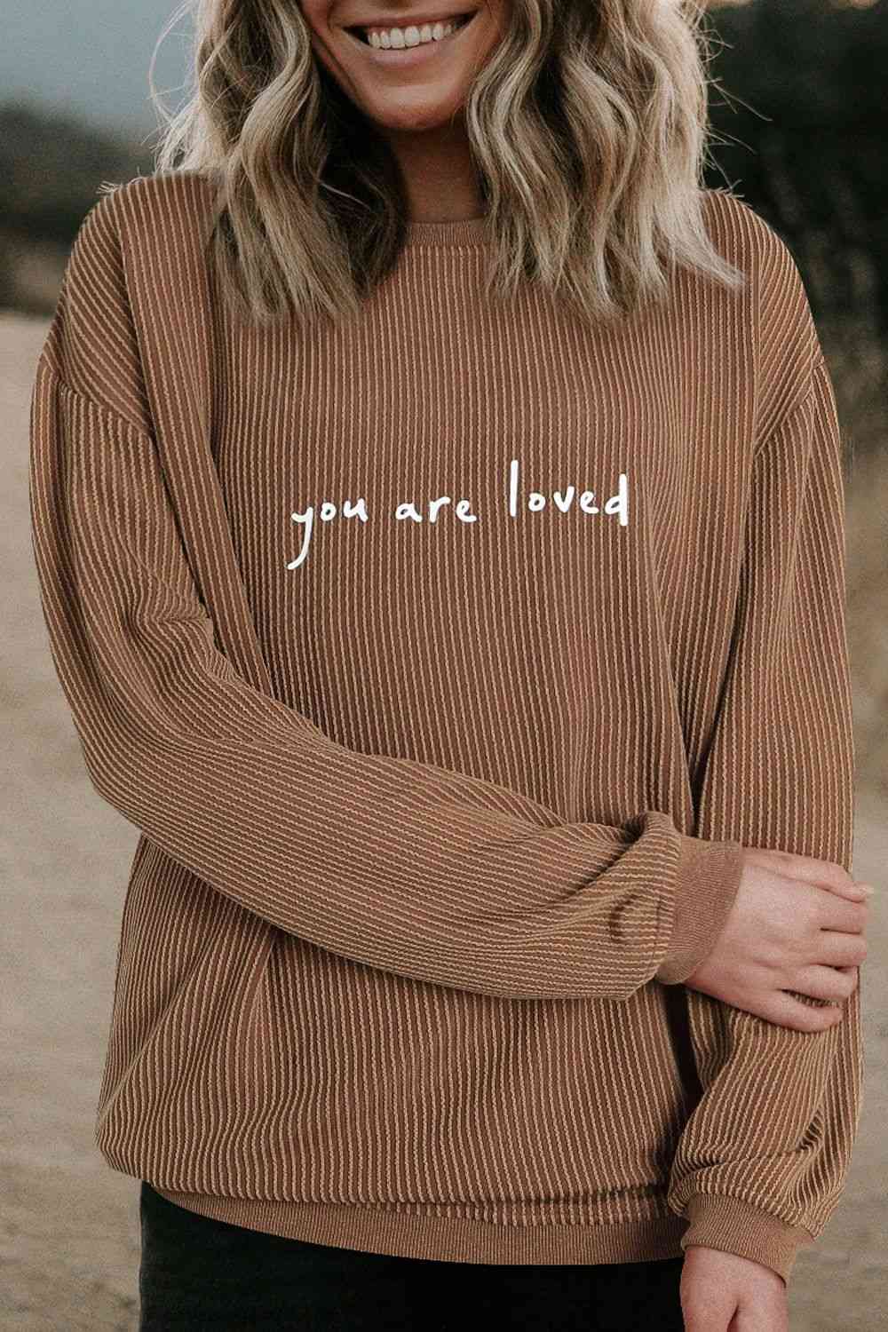 YOU ARE LOVED Graphic Dropped Shoulder Sweatshirt