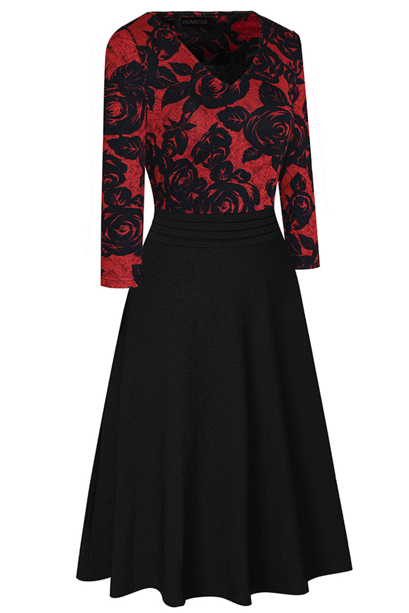 Editor's Choice: Shirlyn's Elegance in Lace: V-Neck Knee-Length Dress with Delicate Details