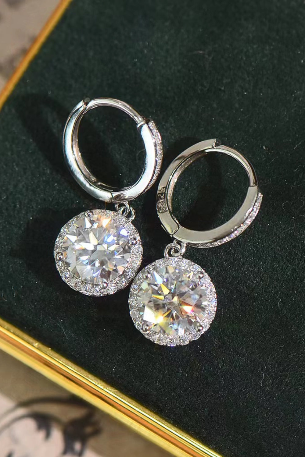 2 Carat Moissanite Round Drop Earrings - SHIRLYN.CO