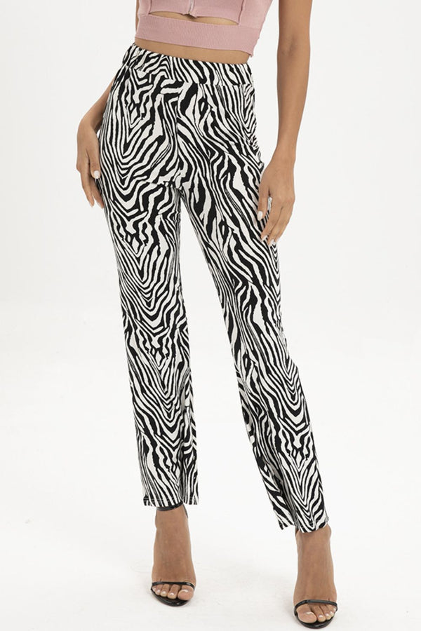 Zebra Print Straight Leg Pants - SHIRLYN.CO