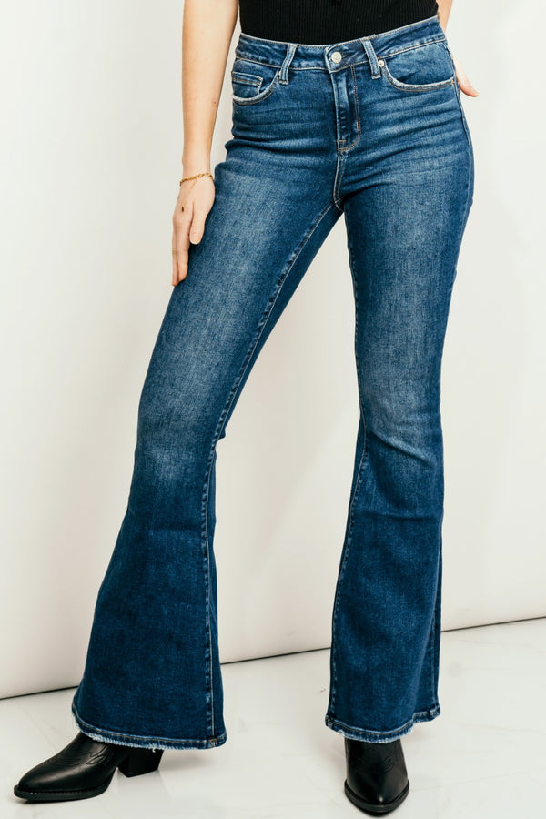 Zenana Bell Bottom Jeans with Pockets in Medium - SHIRLYN.CO