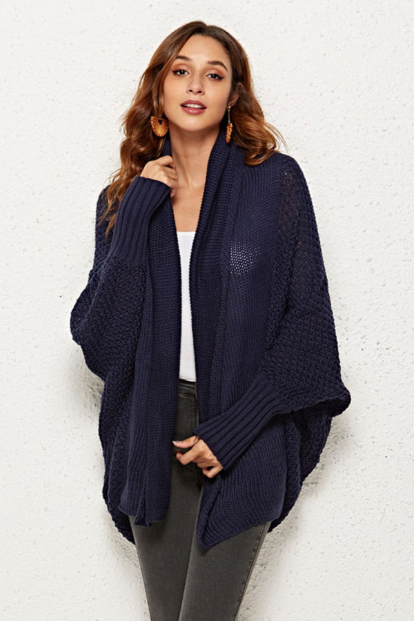 Open Front Dolman Sleeve Longline Cardigan - SHIRLYN.CO