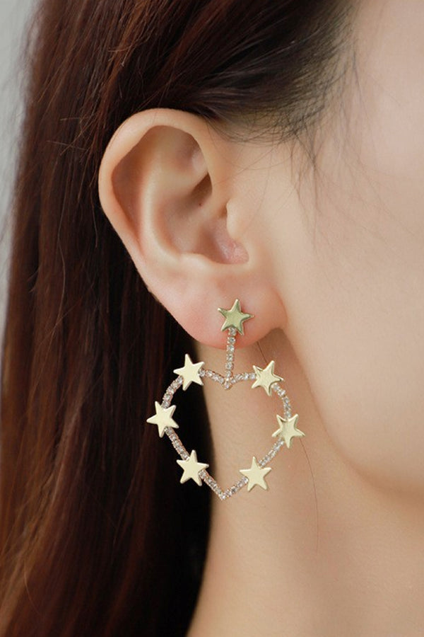 Star Zircon Heart-Shaped Earrings - SHIRLYN.CO