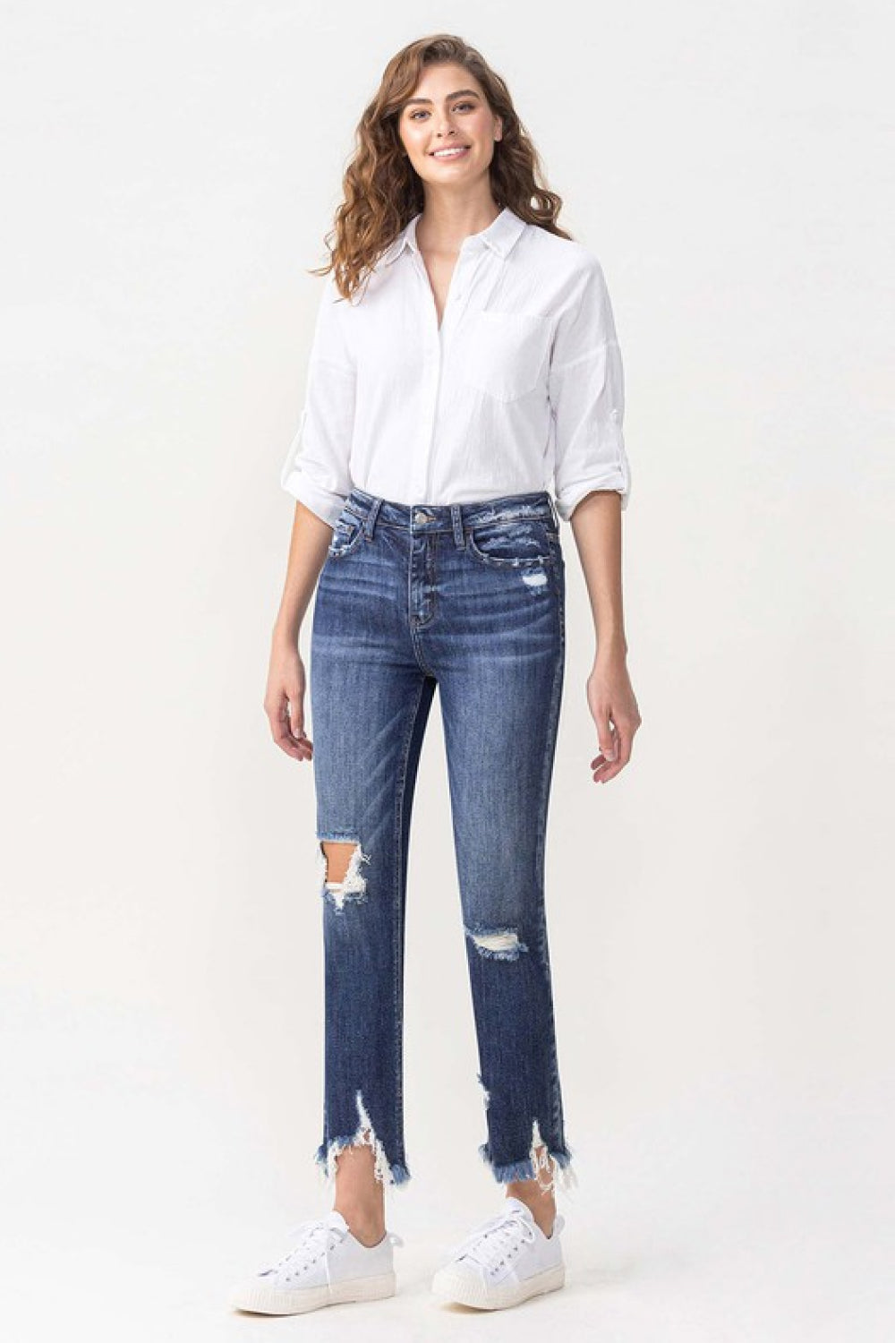 Lovervet Jackie Full Size High Rise Crop Straight Leg Jeans - SHIRLYN.CO