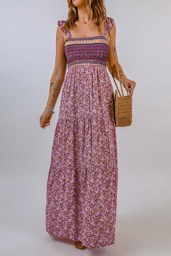 Floral Square Neck Maxi Dress - SHIRLYN.CO