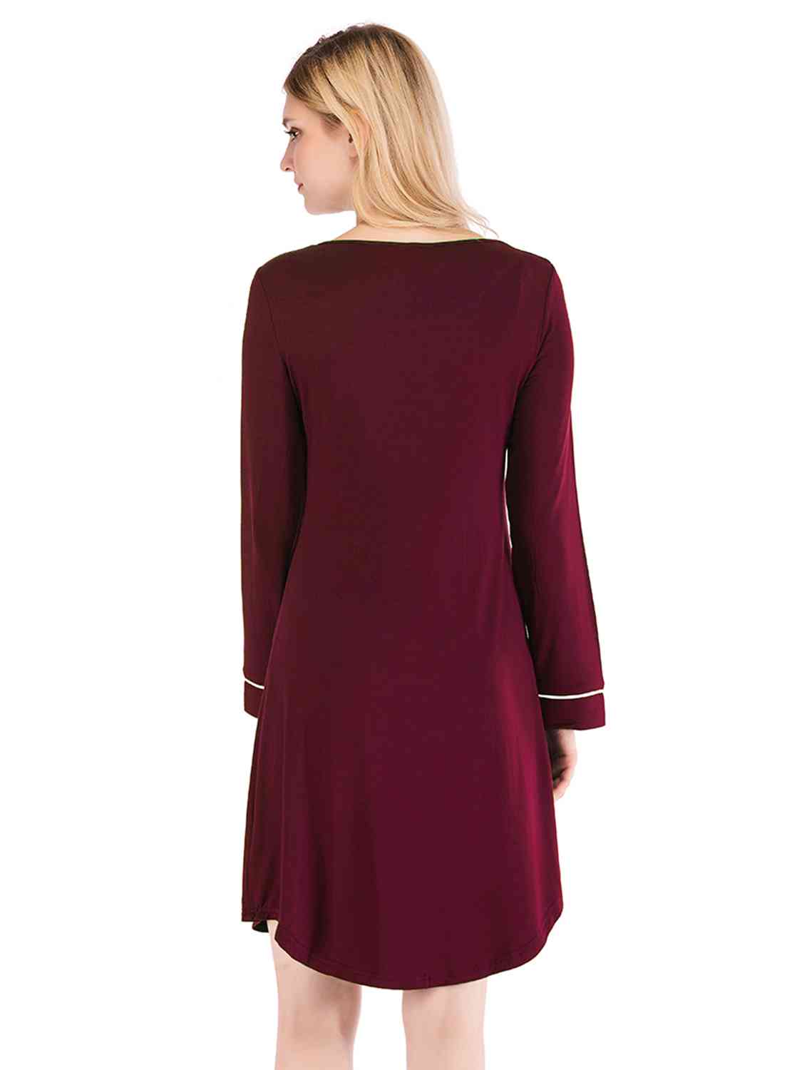 Round Neck Night Dress with Pocket