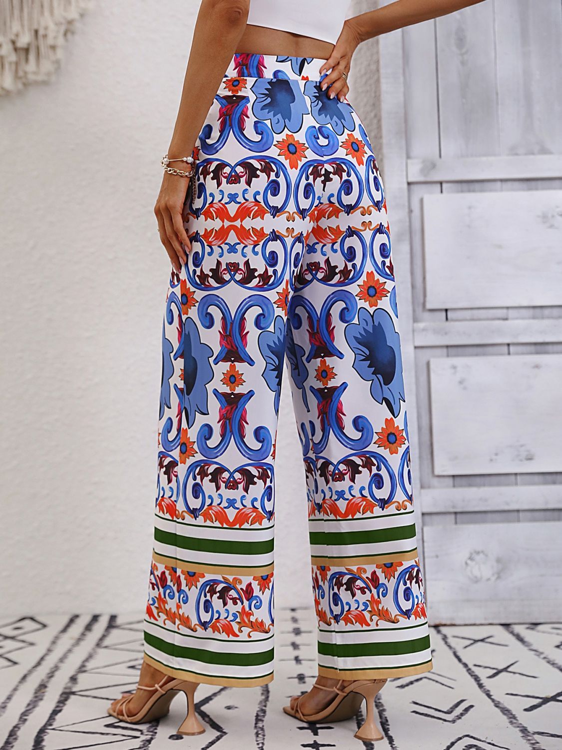 Printed High-Rise Wide Leg Pants - SHIRLYN.CO