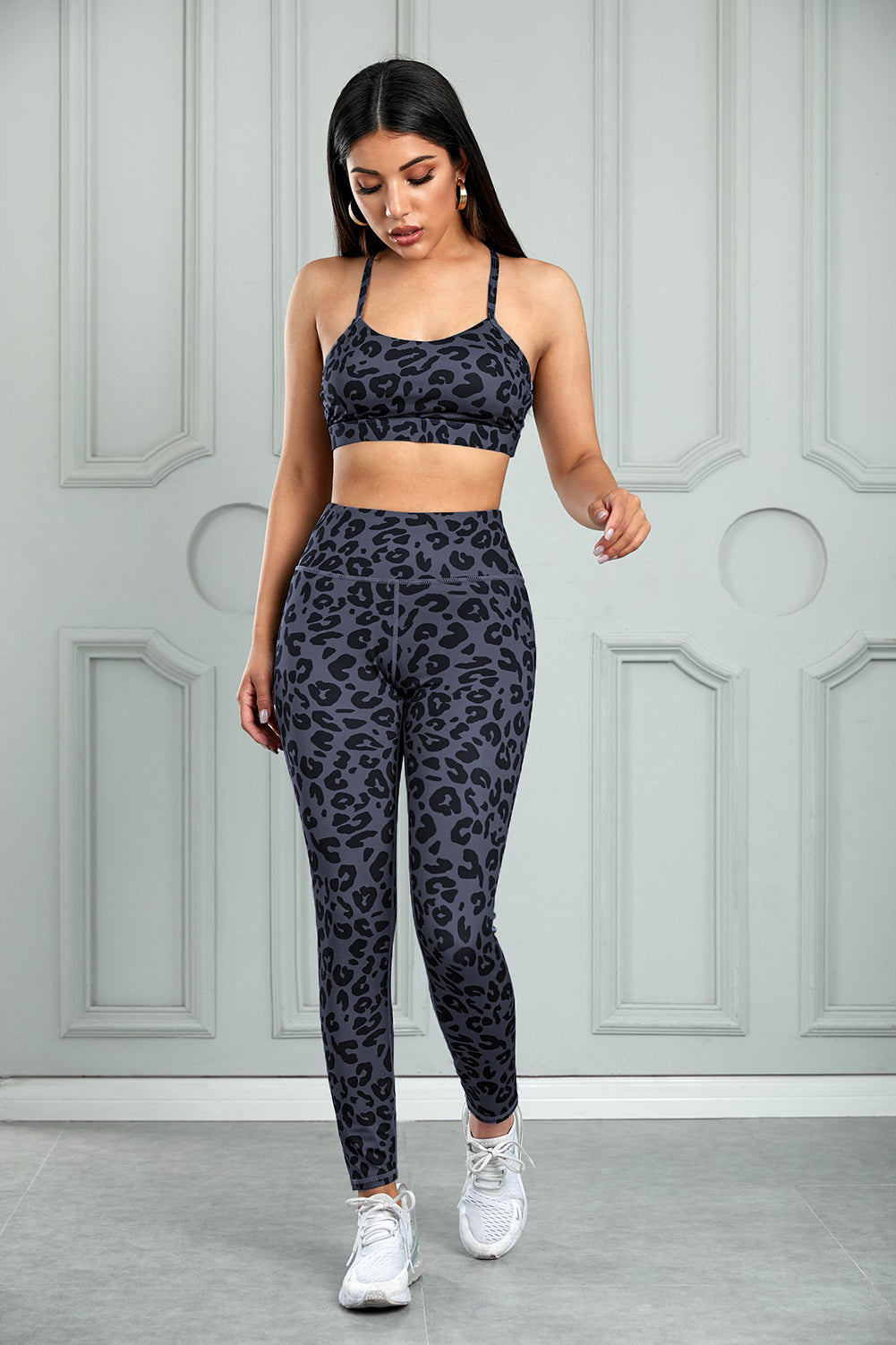 Leopard Cutout Sports Bra and Leggings Set - SHIRLYN.CO