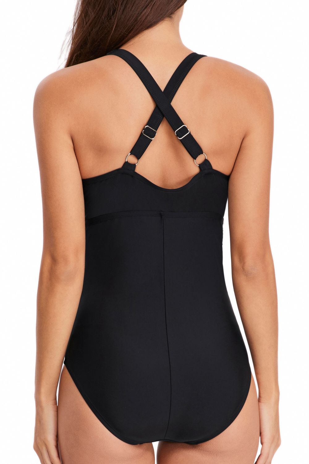 Ruched Crisscross V-Neck One-Piece Swimsuit - SHIRLYN.CO